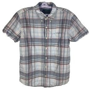 Weatherproof Vintage Mens Blue Checks‎ Button Down Preppy Classic Shirt Size L